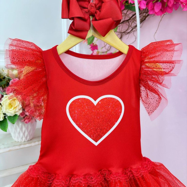 Fantasia Infantil Aventureira Vermelha Festas C/ Strass