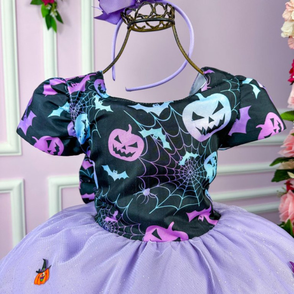 Vestido Fantasia Tematicos Kids Halloween Saia Lilas