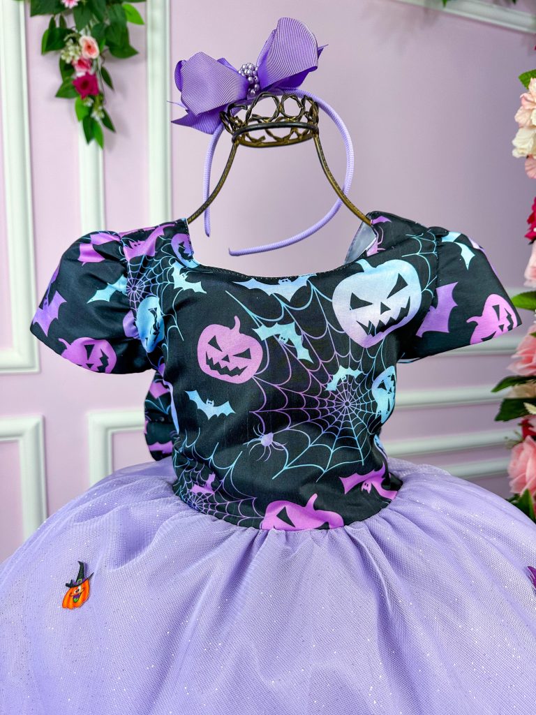 Vestido Fantasia Tematicos Kids Halloween Saia Lilas