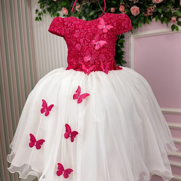 Vestido Juvenil – Midi Vila Lele Sabrina Pink e Off