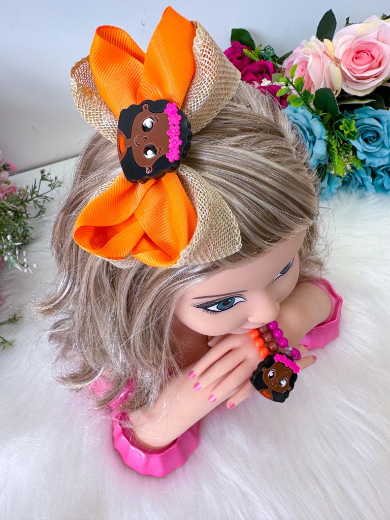Laço Belli Tematico Moana + Pulseiras