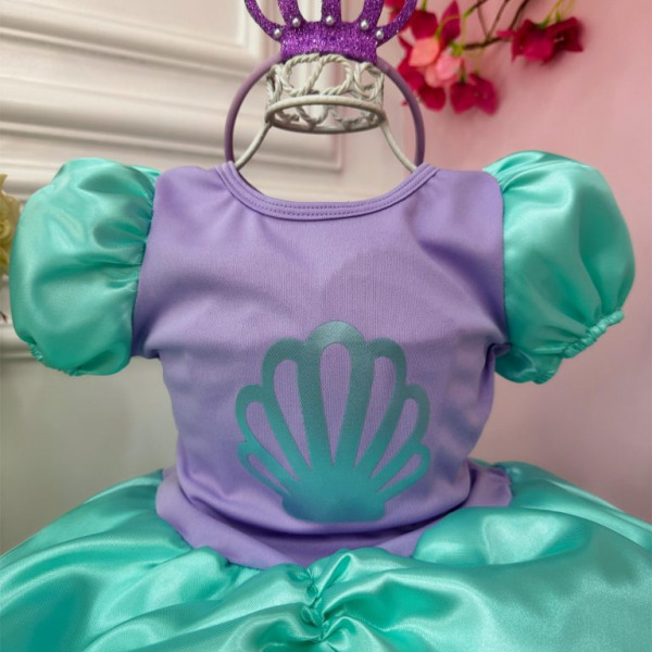 Fantasia Infantil da Sereia Ariel Acompanha a Tiara Luxo