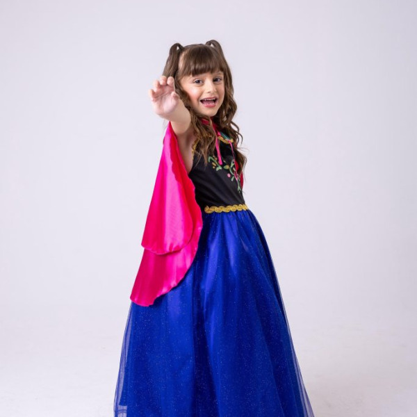Fantasia Princesa Belli Longa Princesa Gelo + Capa Pink