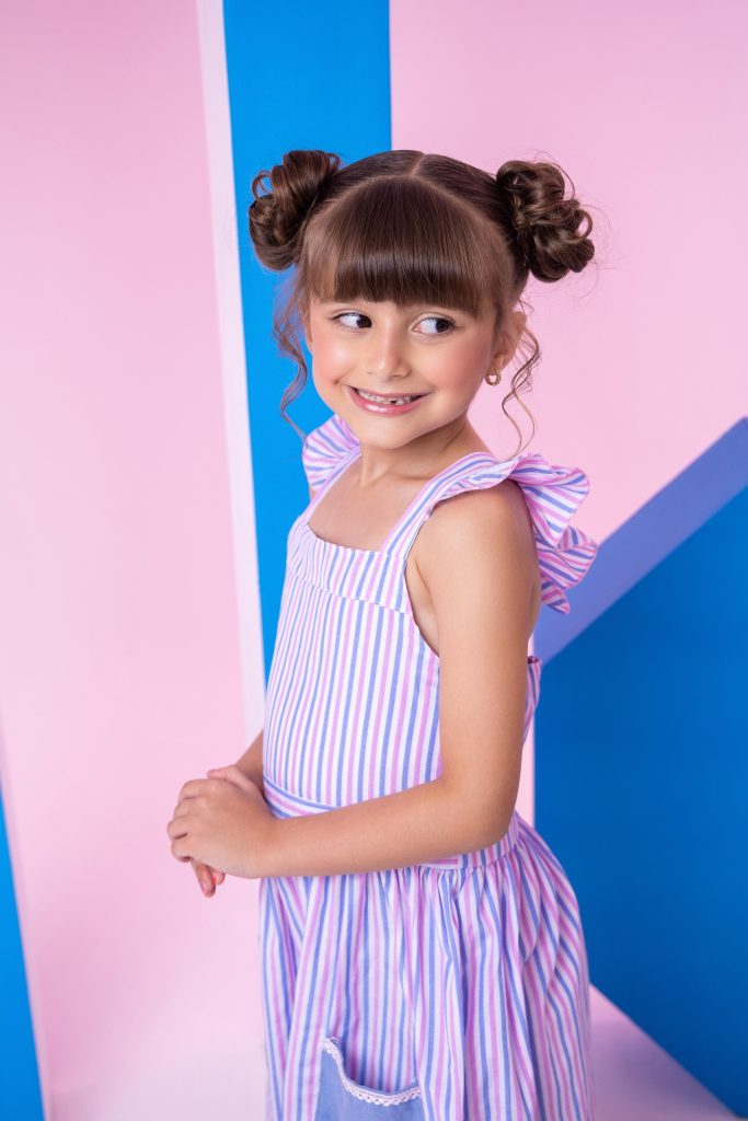 Vestido Banana Club Celine Lilas Listrado