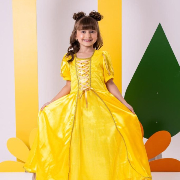 Fantasia Princesa Belli Princesa Amarela Longa Modelo 2