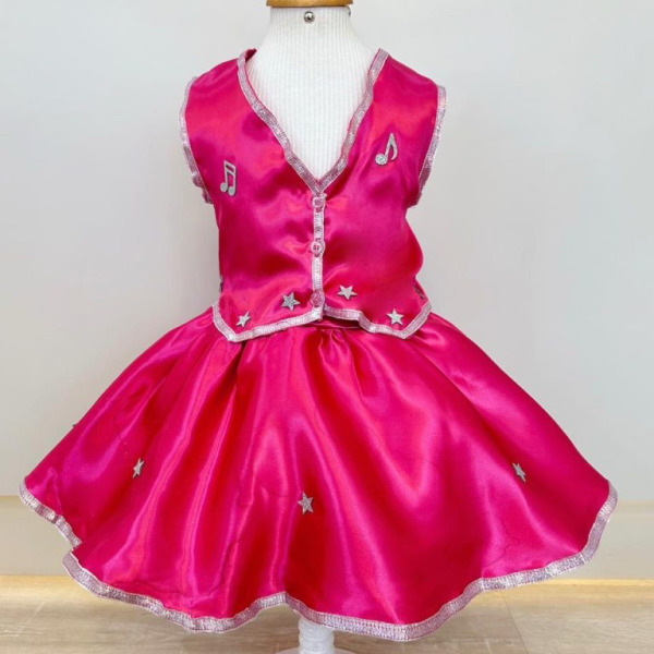 Conjunto Infantil Boiadeira Colete Saia Country Pink Festa