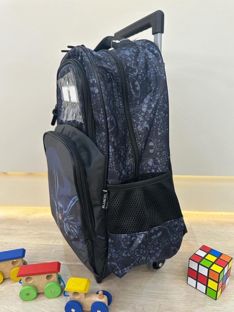 Mochila Infantil Com Rodinhas Batman Preta e Azul