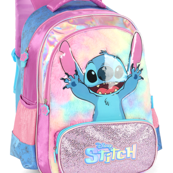 Mochila Infantil Costas da Lilo Stitch e Angel Roxa