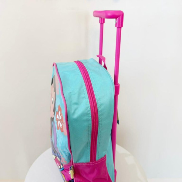 Mochila Infantil Pequena C/ Rodinhas da Lilo Stitch e Angel Verde