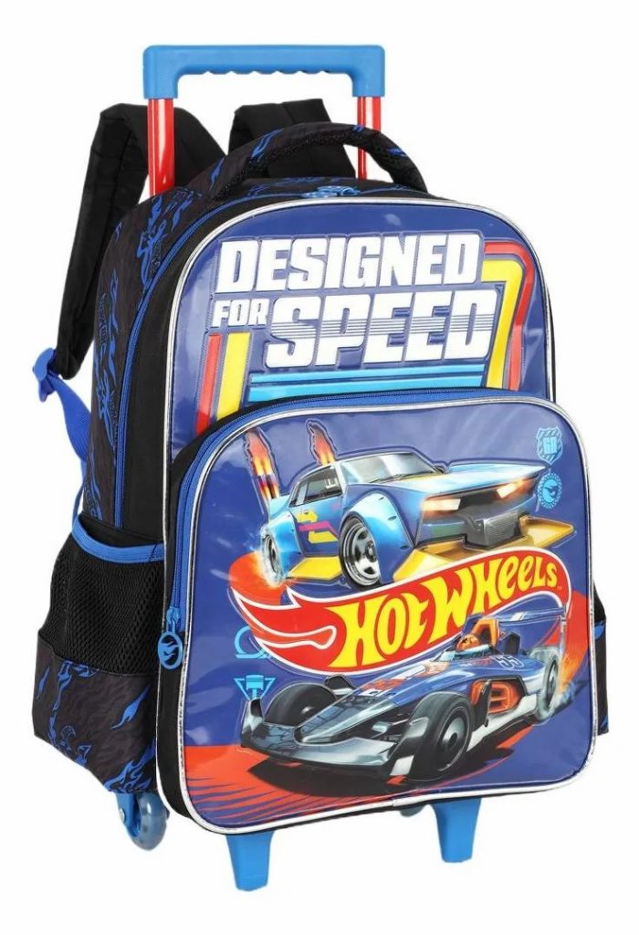 Mochila De Rodinha E Costas Hot Wheels Designed For Speed Azul