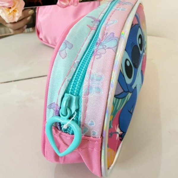Estojo Escolar Simples da Lilo Stitch e Angel Rosa