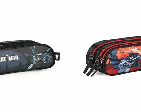 Estojo Escolar Infantil Triplo do Batman Vermelho ou Azul