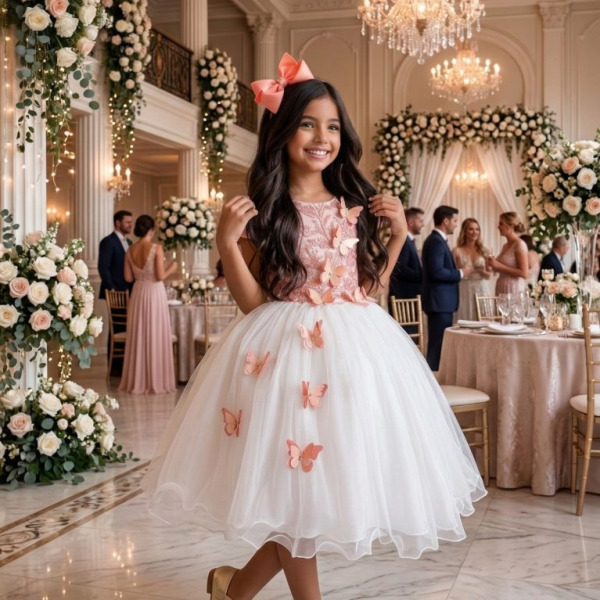 Vestido Juvenil – Midi Vila Lele Sabrina Pessego e Off