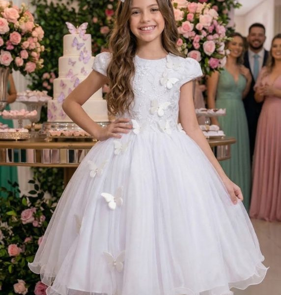 Vestido Juvenil – Midi Vila Lele Sabrina Branco