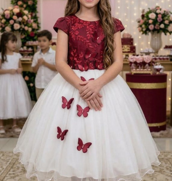 Vestido Juvenil – Midi Vila Lele Sabrina Marsala e Off