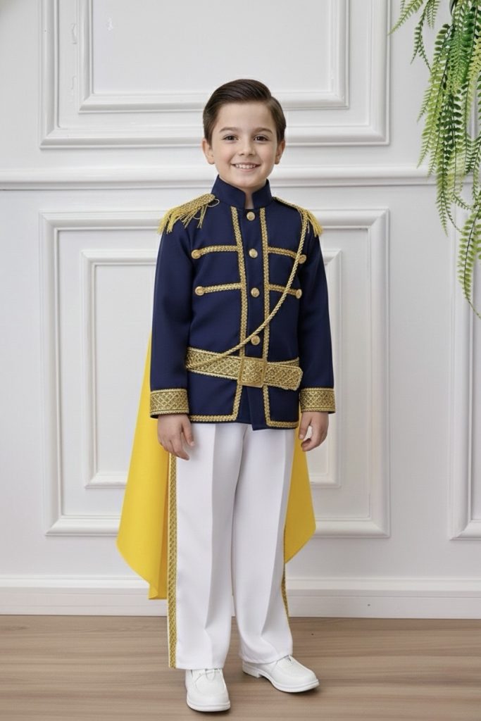 Conjunto Fantasia de Príncipe Azul Marinho Luxo Festas