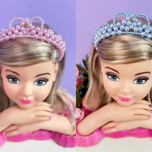 Coroa Infantil Princesa de Pérolas e Strass Luxo Cores