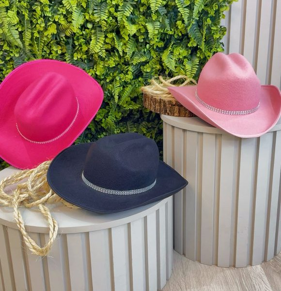 Chapéu Boiadeira Infantil Rosa Pink Vermelho ou Preto Festas