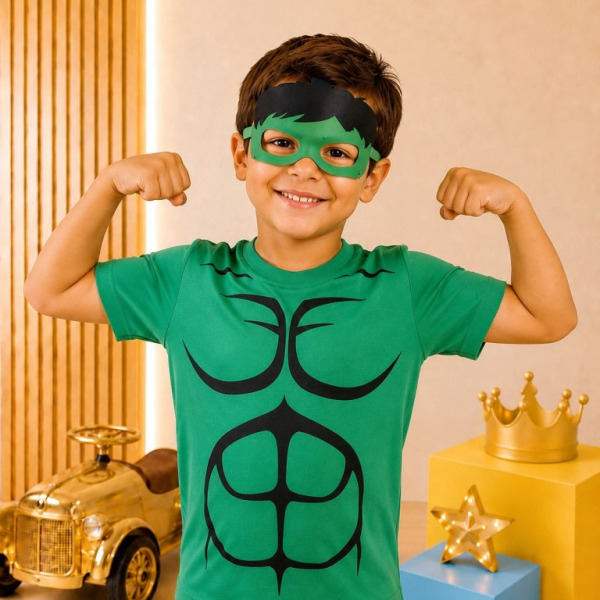 Fantasia Infantil Verde com Mascara Festa