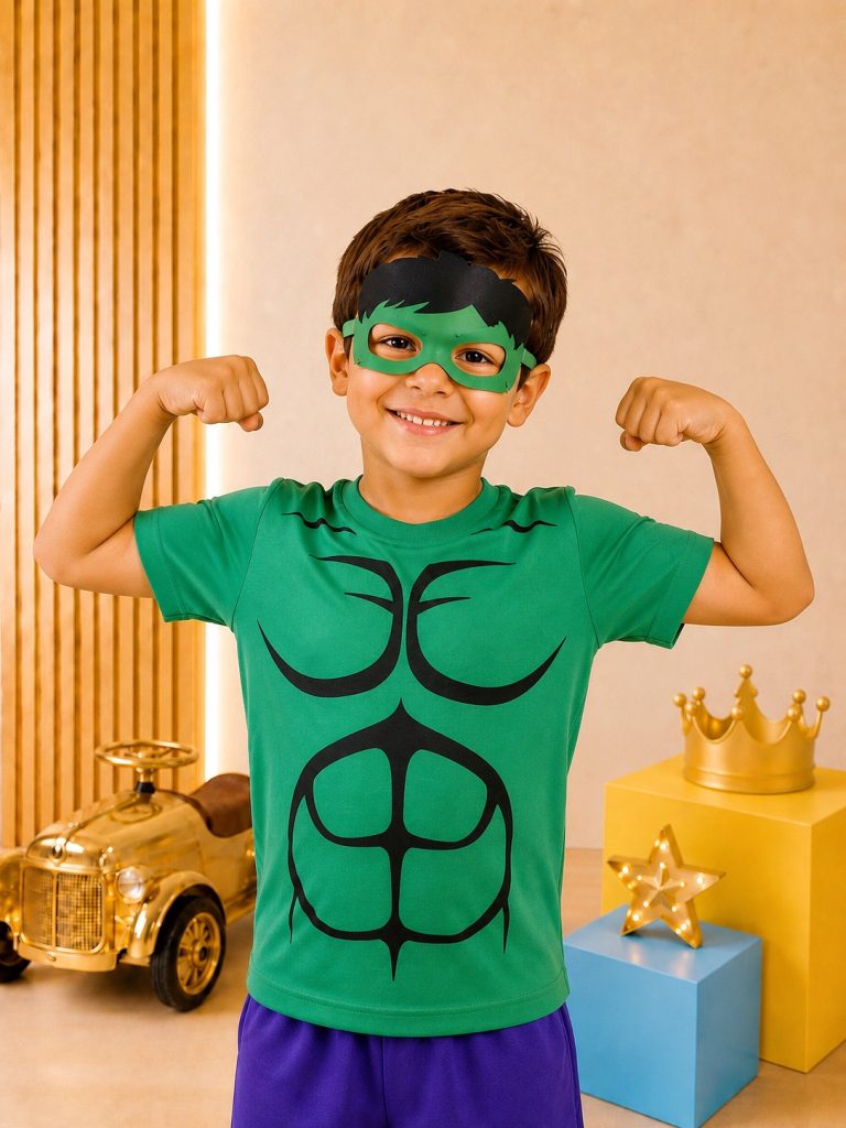 Fantasia Infantil Verde com Mascara Festa