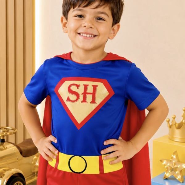 Fantasia Infantil Azul e Vermelha com Capa