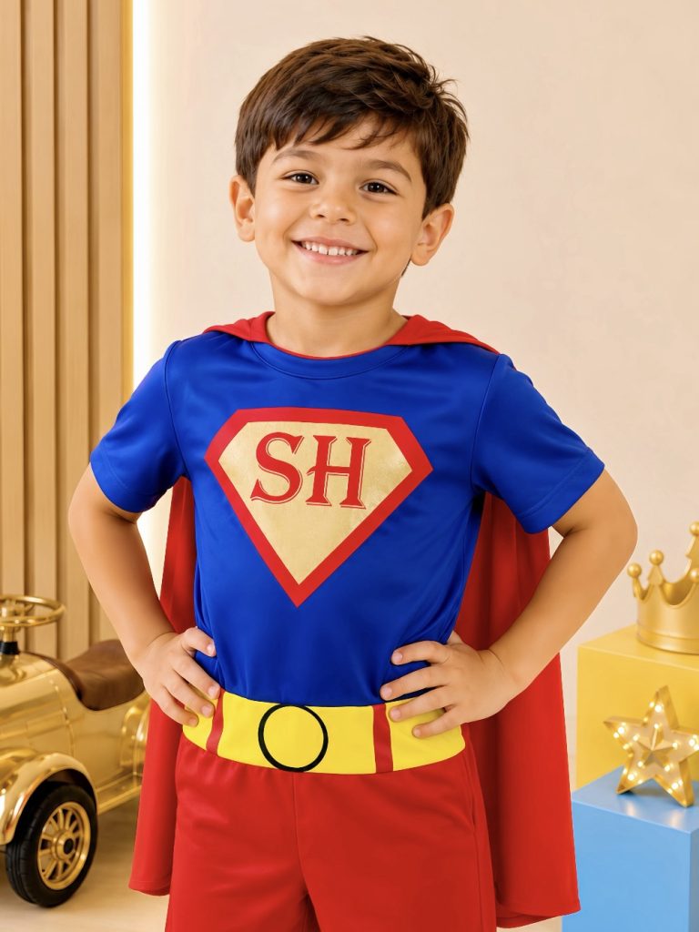 Fantasia Infantil Azul e Vermelha com Capa