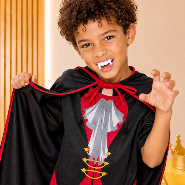 Fantasia Infantil Vampiro Capa e Dentadura