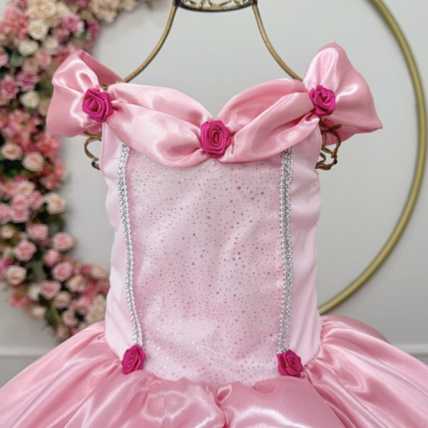 Fantasia Infantil Bela Adormecida e Aurora Rosa Festas