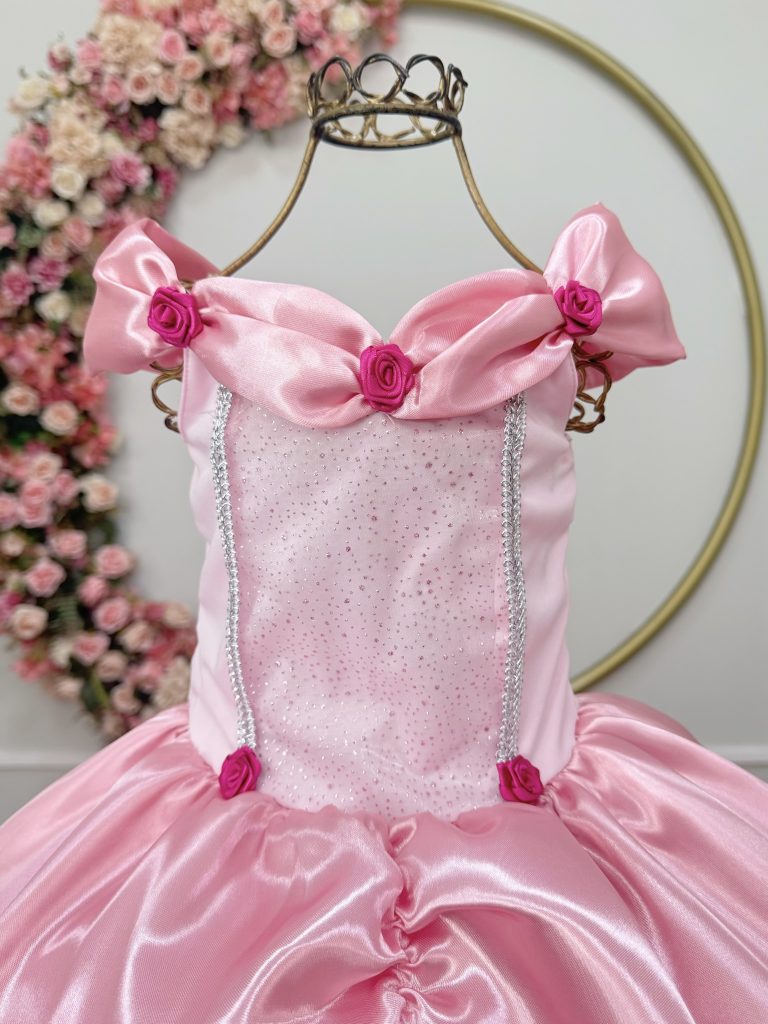 Fantasia Infantil Bela Adormecida e Aurora Rosa Festas
