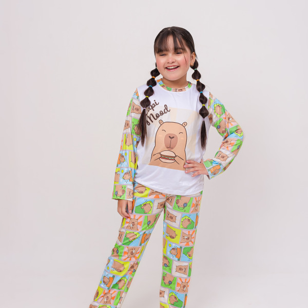 Pijama Infantil Menina Longo Capi Mood Colorido