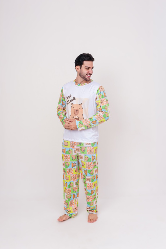 Pijama Adulto Masculino Longo Capi Mood Colorido