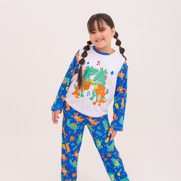 Pijama Infantil Menina Longo Jaca Music – Azul Royal