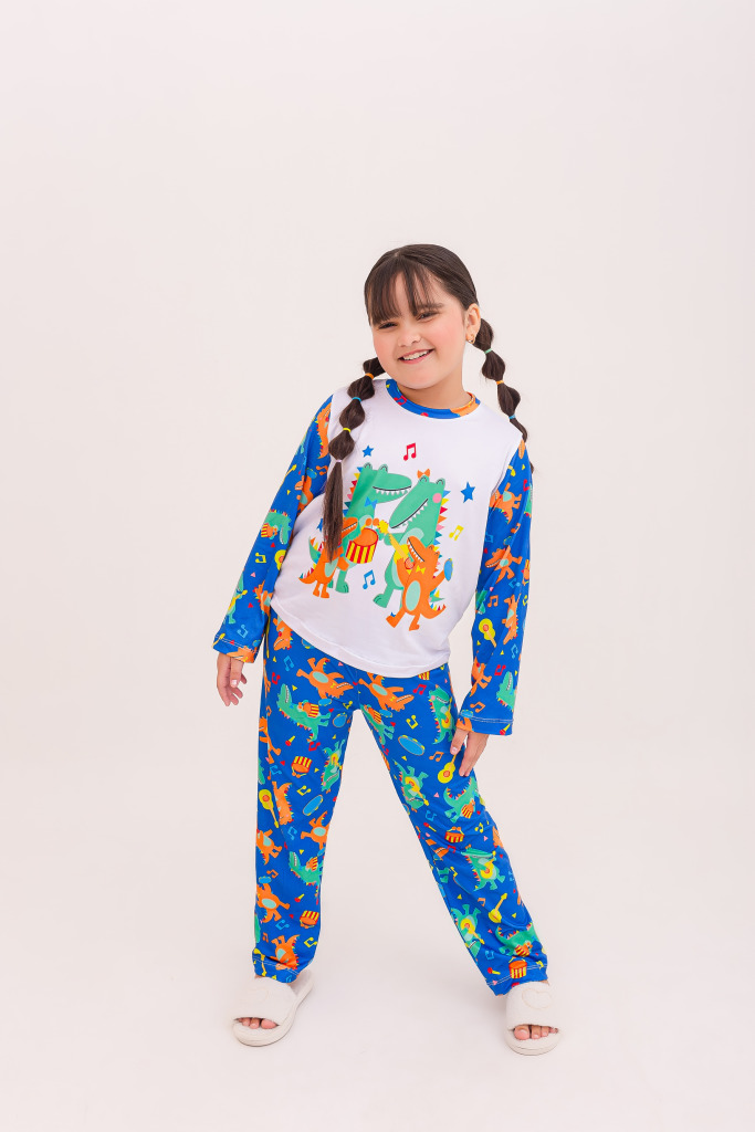 Pijama Infantil Menina Longo Jaca Music – Azul Royal