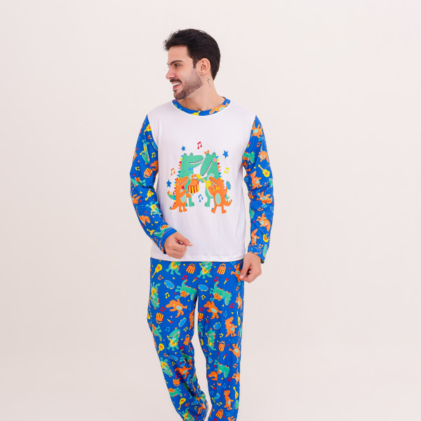 Pijama Adulto Masculino Longo Jaca Music – Azul Royal