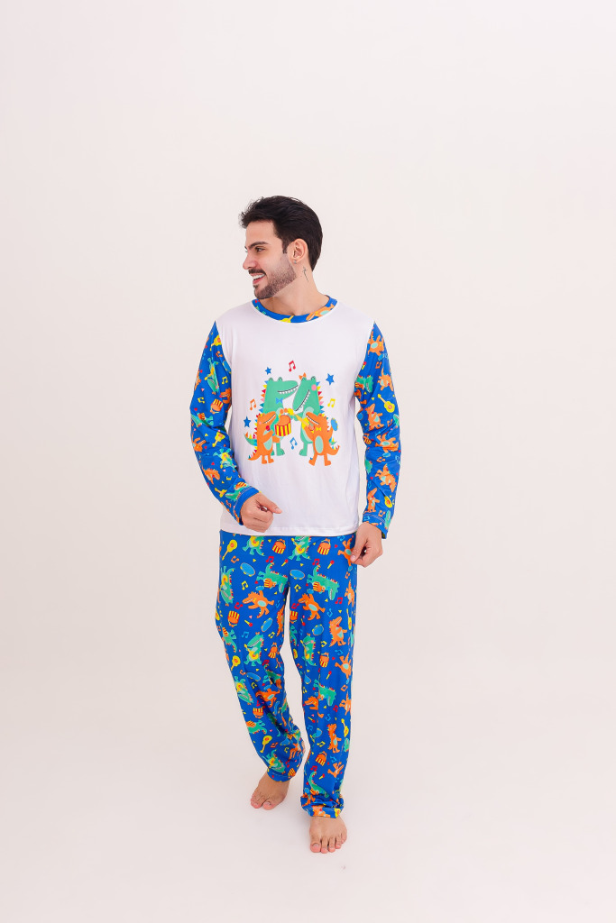 Pijama Adulto Masculino Longo Jaca Music – Azul Royal