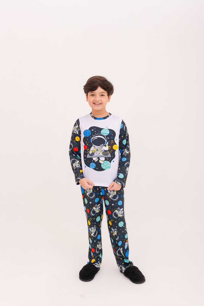 Pijama Infantil Menino Longo Astronauta DJ Preto