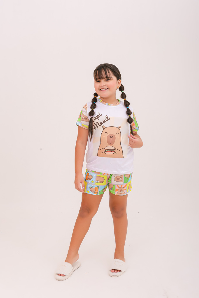 Pijama Infantil Menina Curto Capi Mood Colorido